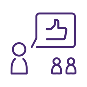 Icon: Person präsentiert positives Feedback