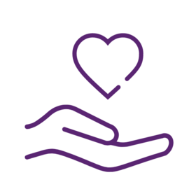 Hand hält ein Herz als Fürsorge-Symbol