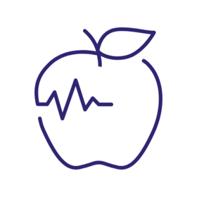Apfel-Icon mit Herzschlag für Gesundheit