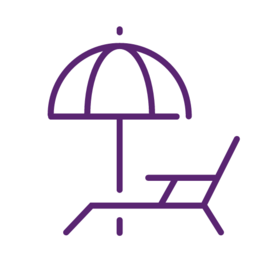 Strandliege mit Sonnenschirm als Urlaubsicon