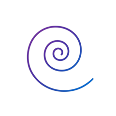 Leuchtendes Symbol einer blauen Spirale mit violettem Verlauf